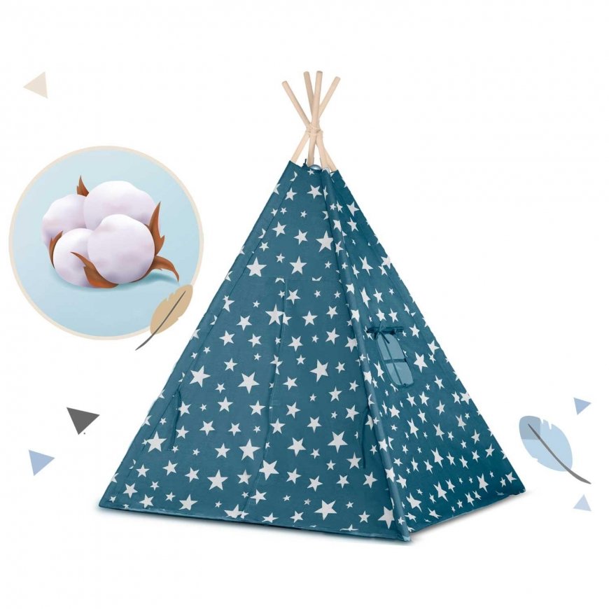 Teepee-teltta lapsille Nukido-valoilla - sininen – 4
