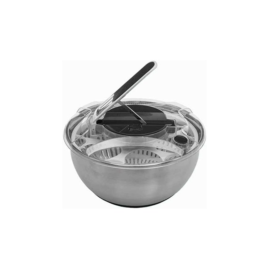Steel Stainless steel bowl + lettuce