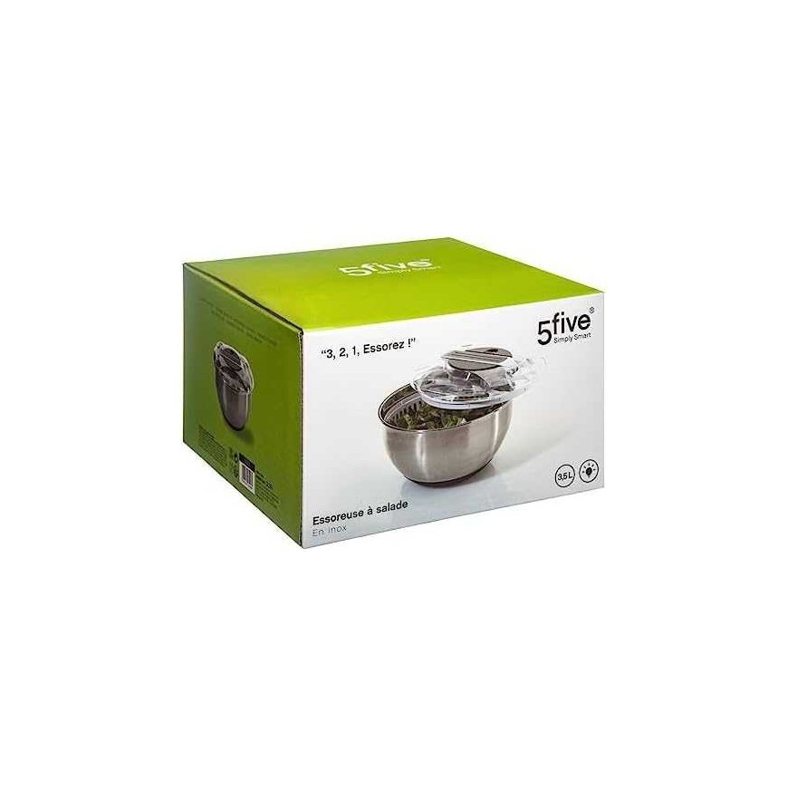 Teräs Ruostumaton teräskulho + salaattisentrifugi 3,5 L – 2