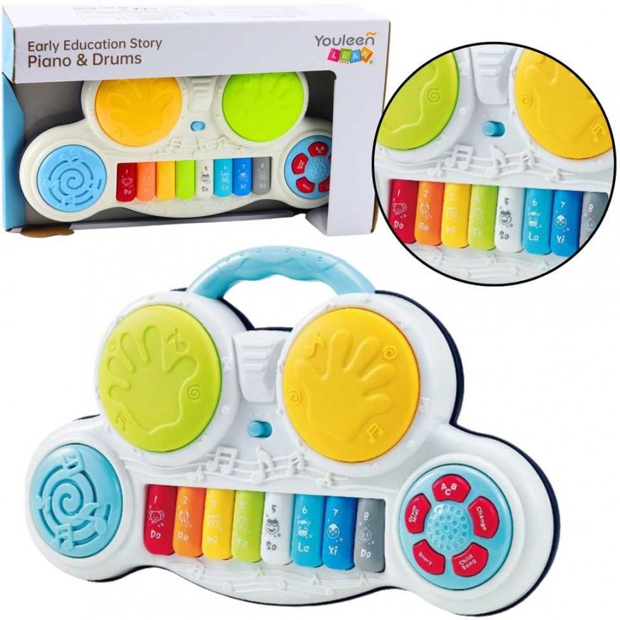 Lean Toys Interaktyvus mokomasis fortepijonas su būgnais Spalvingi gyvūnų garsai
