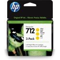 HP 712 keltainen DesignJet -mustepatruuna 29 ml, 3 kpl:een pakkaus HP 712 keltainen DesignJet -mustepatruuna 29 ml, 3 kpl:een pakkaus