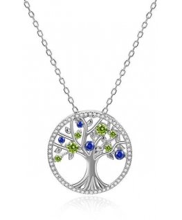 Beneto Silver Necklace with Sparkling Zircons Tree of Life AGS1232 / 47