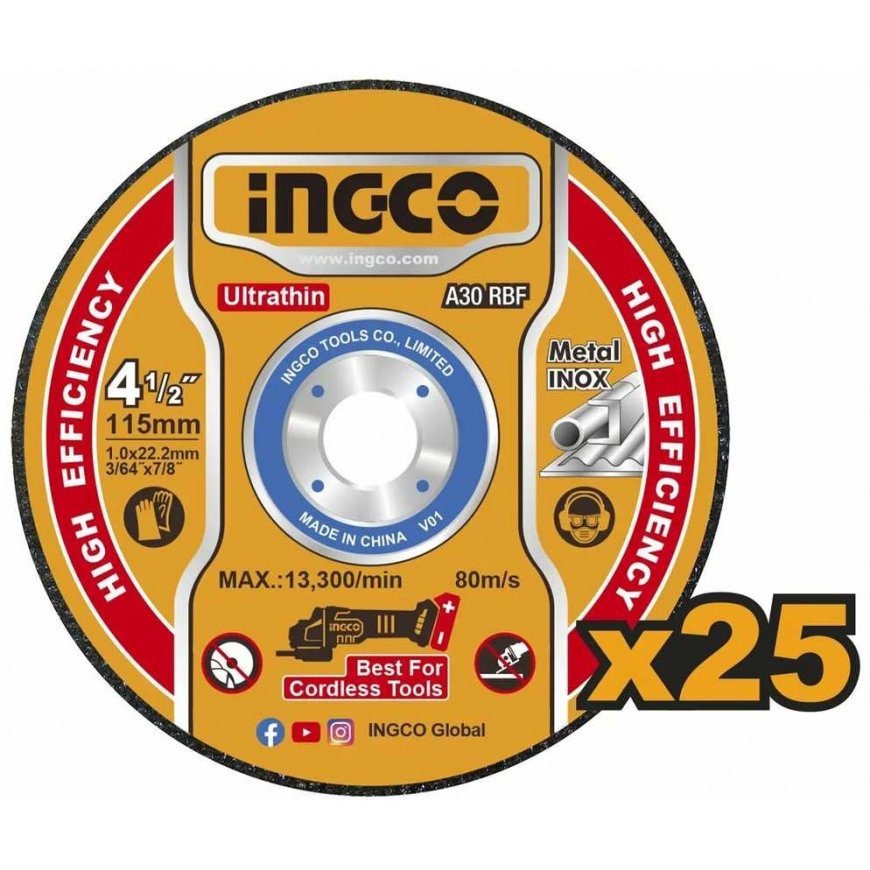 Ingco MCD11011525 Metal cutting wheel 115x1