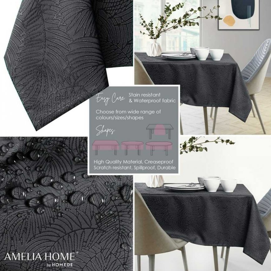 AmeliaHome Tablecloth AH GAIA BRD DARKGREY 80X80