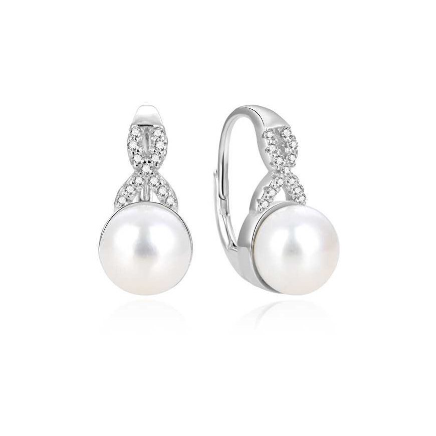 Beneto Charming silver earrings with real pearls AGUC870PL