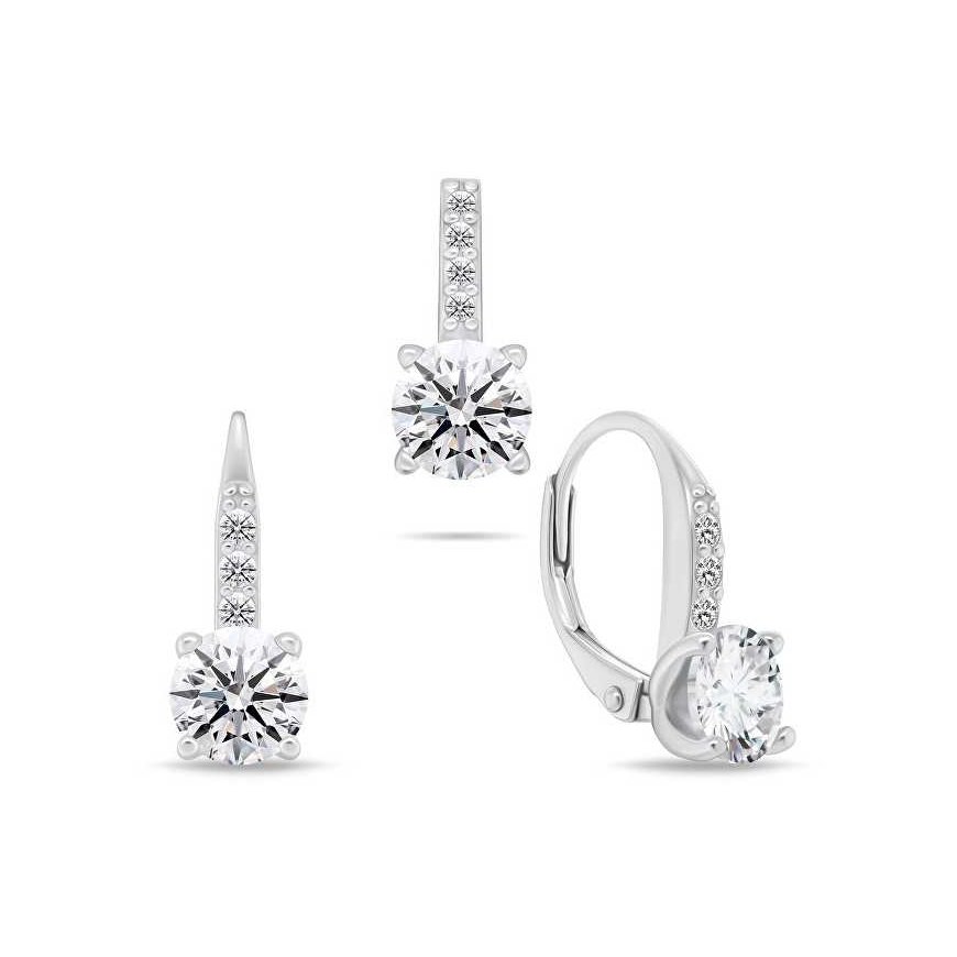 Brilio Silver Elegant silver set with zircons SET274W (pendant, dangle earrings)