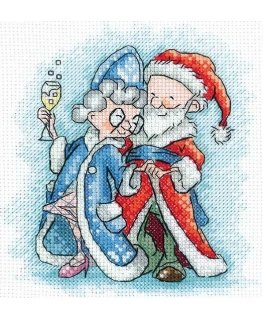 Beldizart Cross stitch kit "Grandma and Santa Claus" 13.5x13.5 cm SANB-26