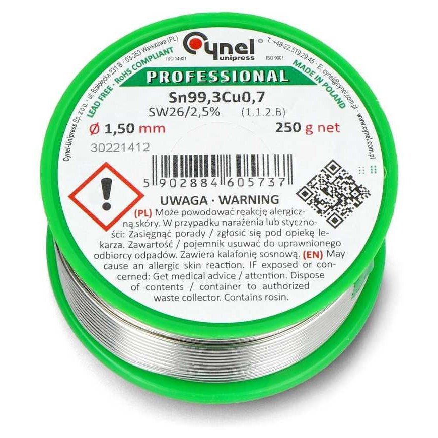 Solder Cynel LC99.3 SW26 250g/1.5mm - lead-free