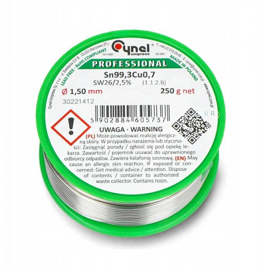Lydmetalis Cynel LC99.3 SW26 250g/1.5mm - be švino – 2