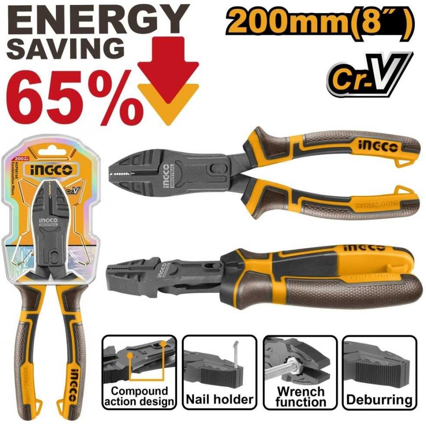 Ingco HCCP58200 Combination pliers multifunctional CrV 200mm – 2