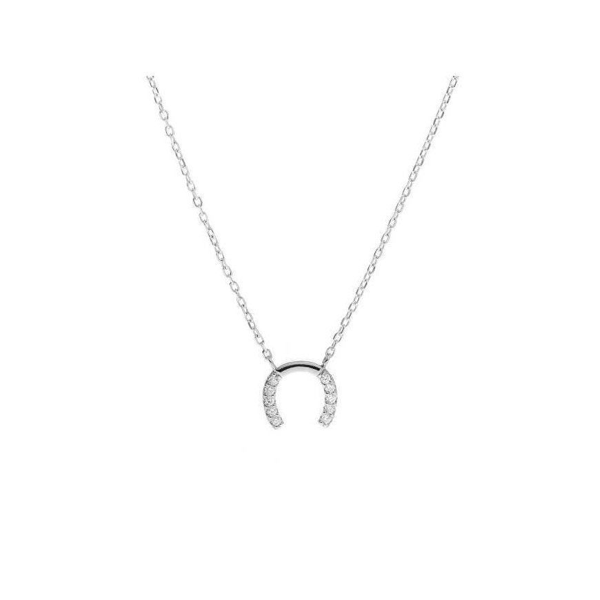 Again Jewelry Sparkling Silver Horseshoe Necklace AJNA0021