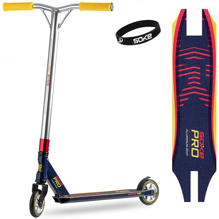 SOKE PRO stunt scooter in dark blue and red
