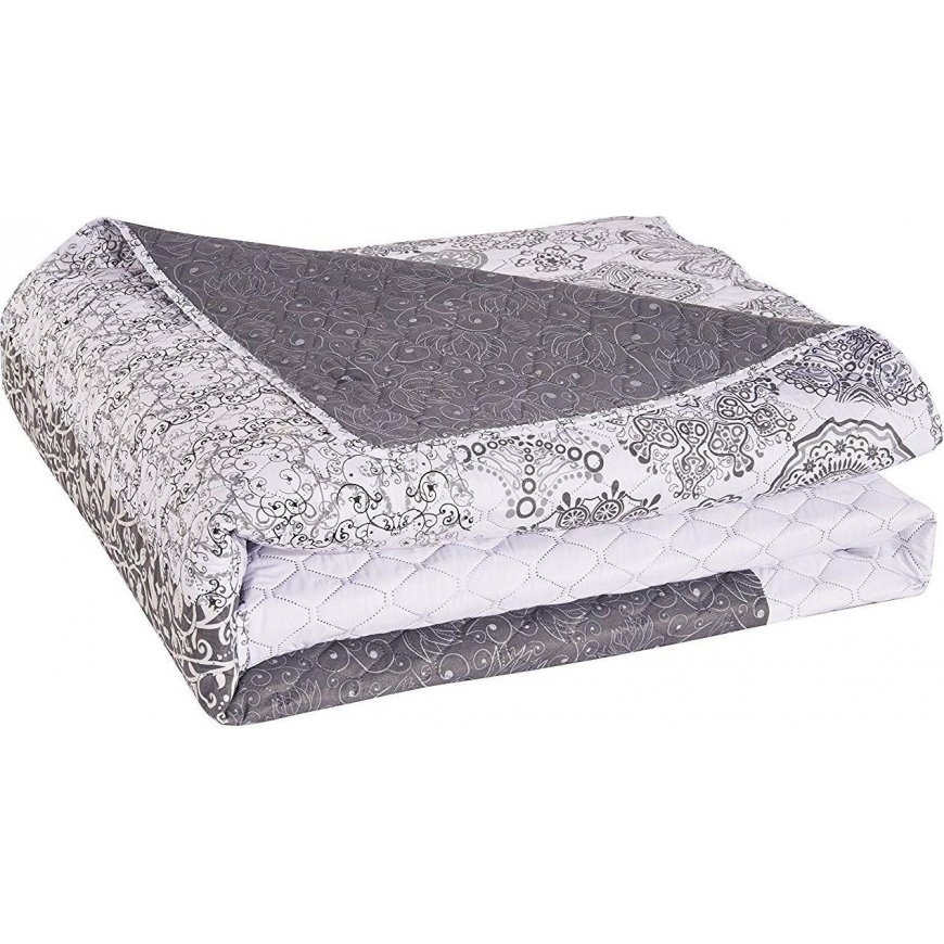 Double-sided bedspread DecoKing ALHAMBRA 170x270 cm, gray/white – 2