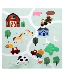 Puzzle Almarina Mata podłogowa edukacyjna 90x90 Grube puzzle piankowe 9 pcs. Humbi Farma Wieś Gospodarstwo Zwierzęta domowe