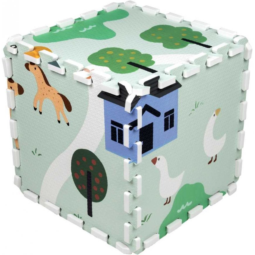 Dėlionė Almarina Mata podłogowa edukacyjna 90x90 Grube puzzle piankowe 9 vnt. Humbi Farma Wieś Gospodarstwo Zwierzęta domowe – 2