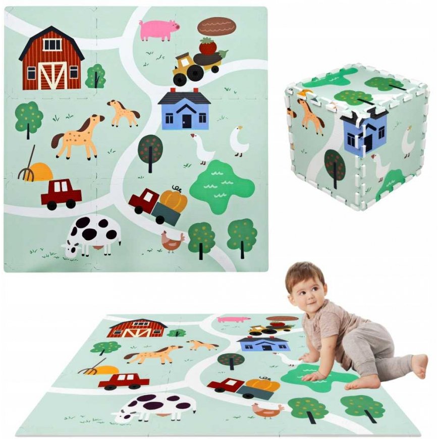 Puzzle Almarina Mata podłogowa edukacyjna 90x90 Grube puzzle piankowe 9 pcs. Humbi Farma Wieś Gospodarstwo Zwierzęta domowe – 4
