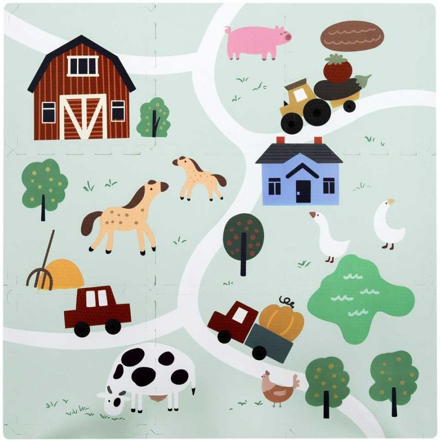 Palapeli Almarina Koulutusmatto 90x90 Paksu vaahtomuovi palapeli 9 kpl. Humbi Farm Village Farm Eläimet – 5