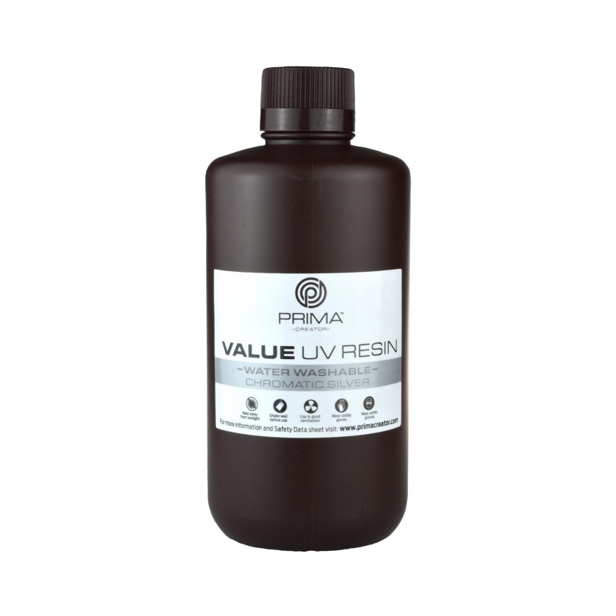 PrimaCreator Value vandeniu plaunama UV derva - 1000ml - Chromatic Sidabrinis – 2