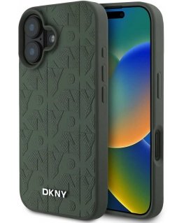 DKNY PU Leather Grid Pattern Magsafe Apple iPhone 16 case green