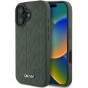 DKNY PU Leather Grid Pattern Magsafe Apple iPhone 16 dėklas telefonui žalios spalvos