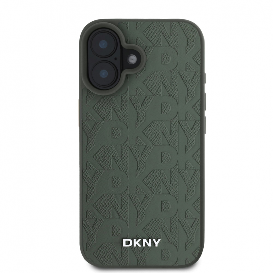 DKNY PU Leather Grid Pattern Magsafe Apple iPhone 16 dėklas telefonui žalios spalvos – 3