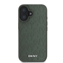 DKNY PU Leather Grid Pattern Magsafe Apple iPhone 16 dėklas telefonui žalios spalvos
