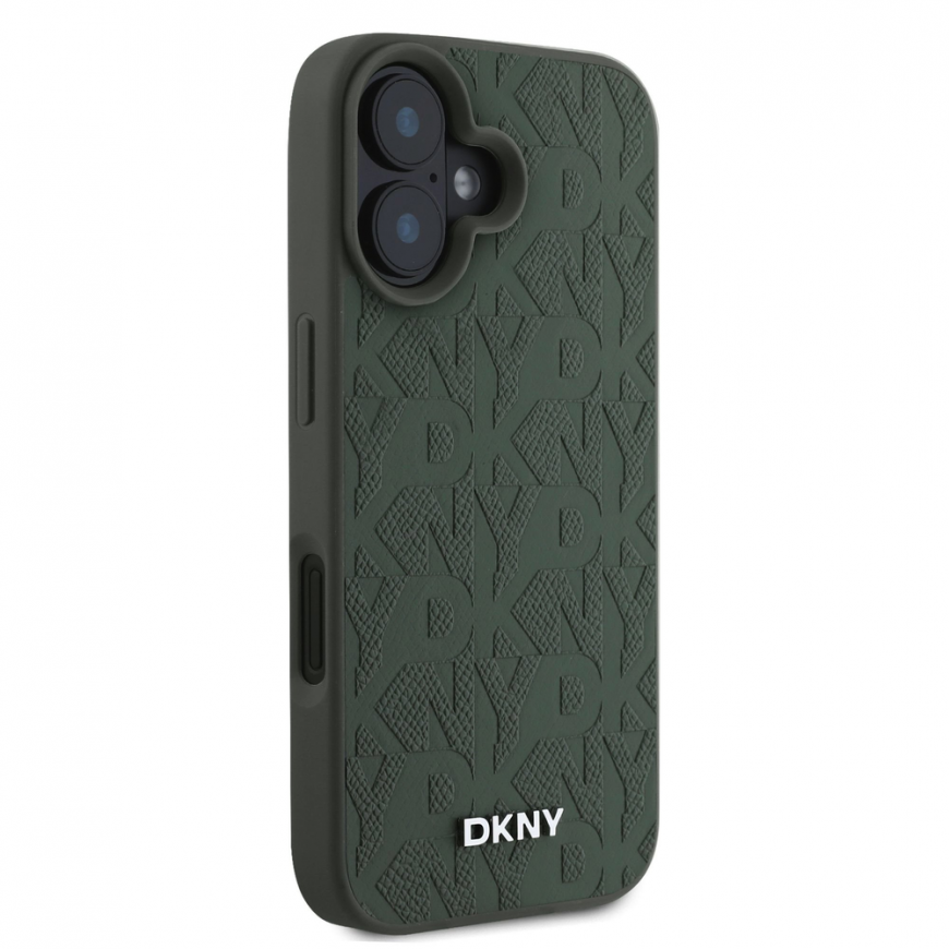 DKNY PU Leather Grid Pattern Magsafe Apple iPhone 16 dėklas telefonui žalios spalvos – 4