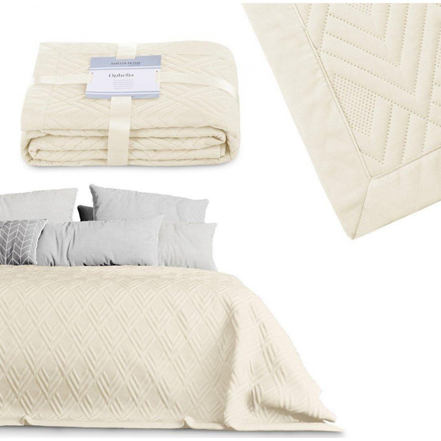 Bedspread OPHELIA beige classic type material - textile microfiber 240x260 AmeliaHome – 3