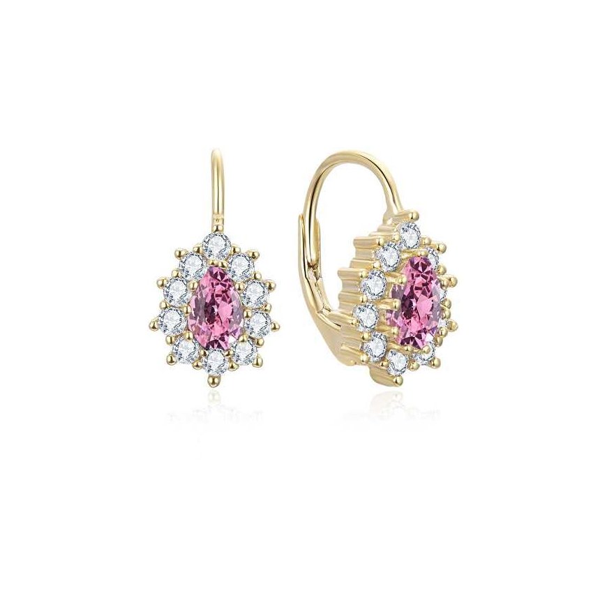Bennett gold-plated earrings with pink zircons AGUC3298P-GOLD