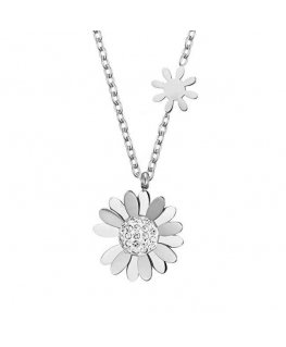 Troli Charming steel necklace with flowers VSN004S-PET