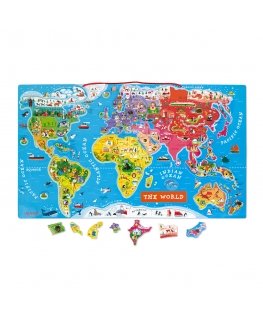 JANOD Magnetic World Map Puzzle English Version Magnetpusle 92 tk Maakaardid