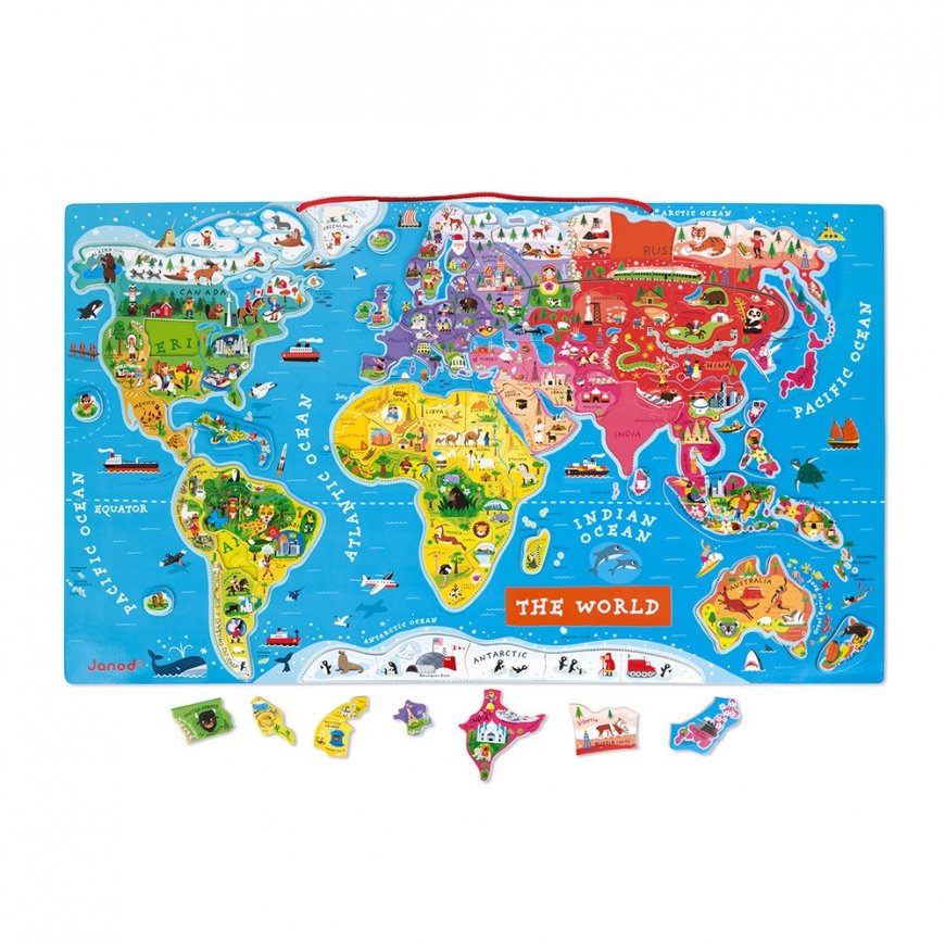 JANOD Magnetic World Map Puzzle English