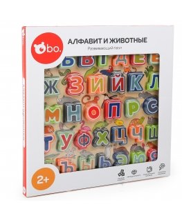 bo. Educational wooden puzzle "Alphabet and animals" (In Russian lang.)