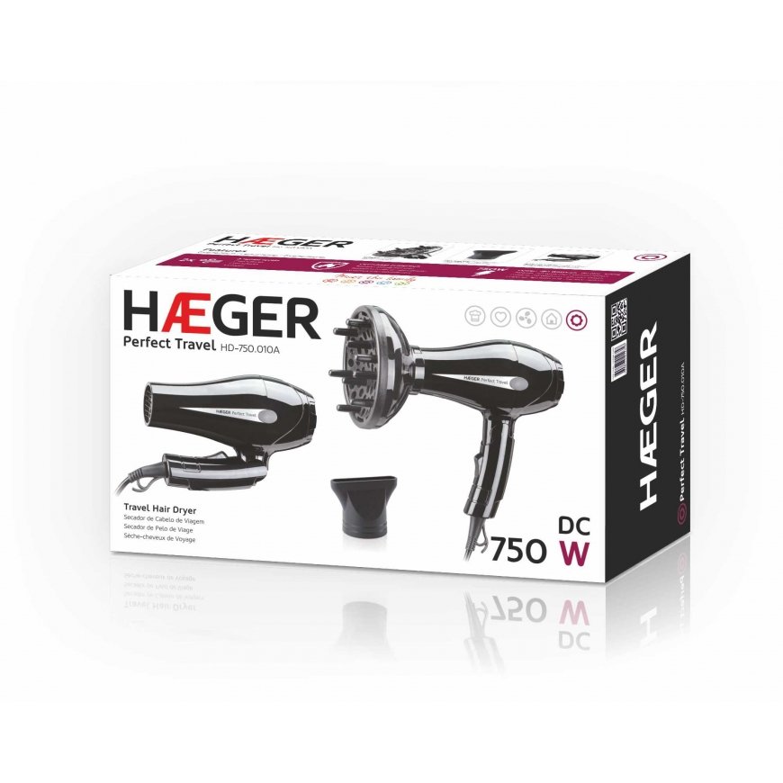 Haeger Perfect Travel фен 750 W Черный – 2