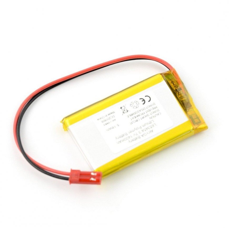Akyga Li-Pol battery 1400mAh 1S 3.7V - connector JST-BEC + socket - 54x34x7mm