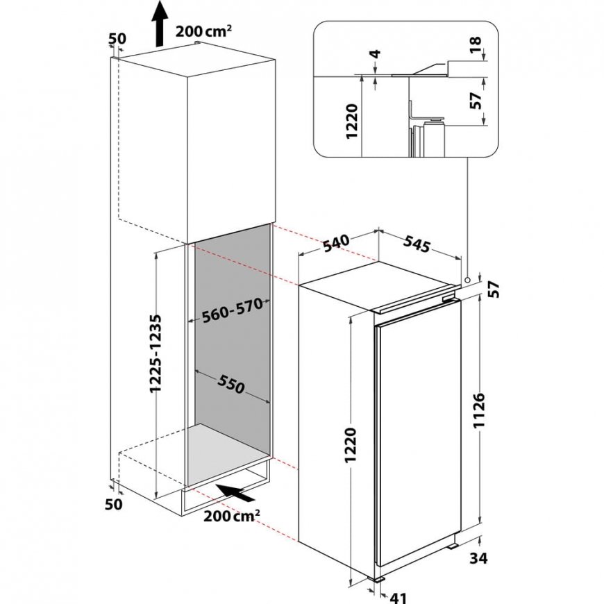 Whirlpool ARG 7342 kombi-külmik Sisseehitatud 189 l E Valge – 5