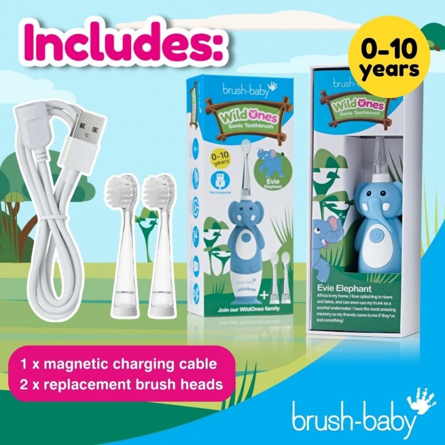 Brush-Baby BRB238 elektrihambahari Laps Sonic-tehnoloogiaga hambahari Sinine, Valge – 3