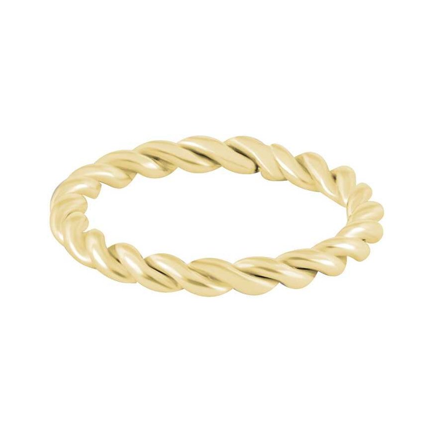 Troli Modern Gold Plated Twisted Steel Ring