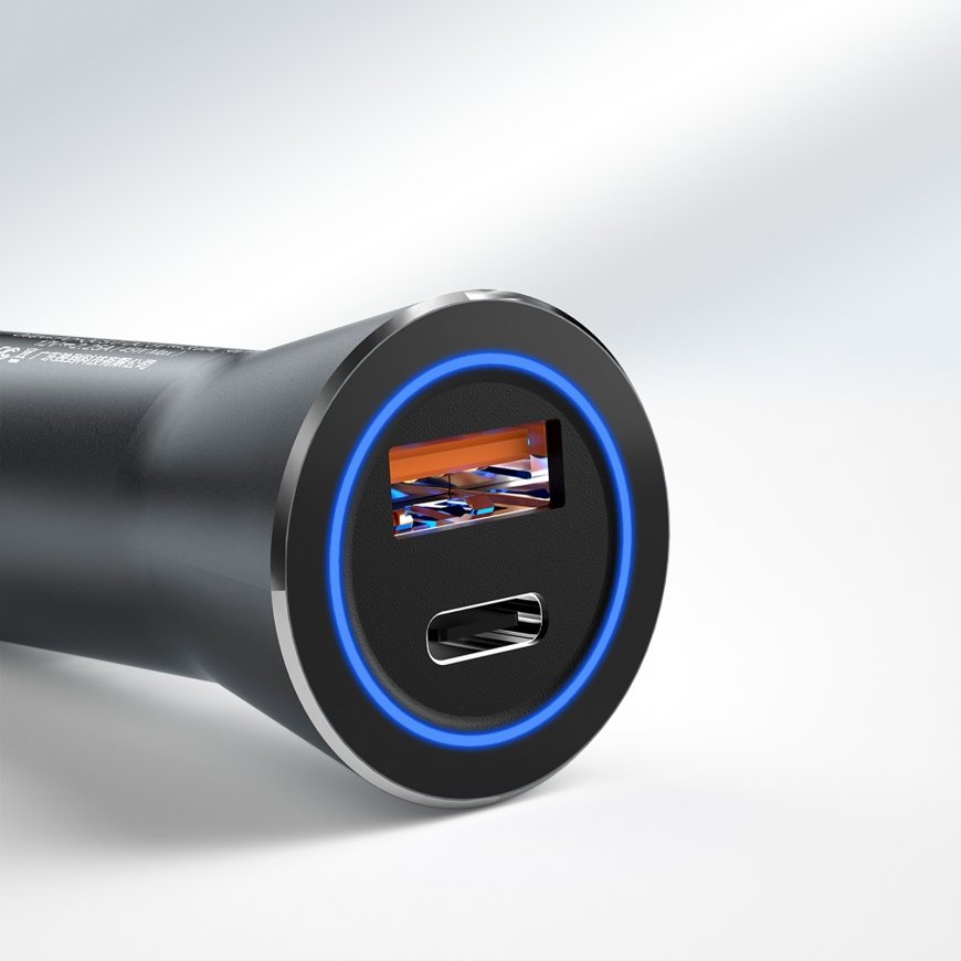 DUDAO Car Charger 45W PD+ QC5.0 1xUSB+1XType C Universaali Hopea Tupakansytytin Pikalataus Auto – 4