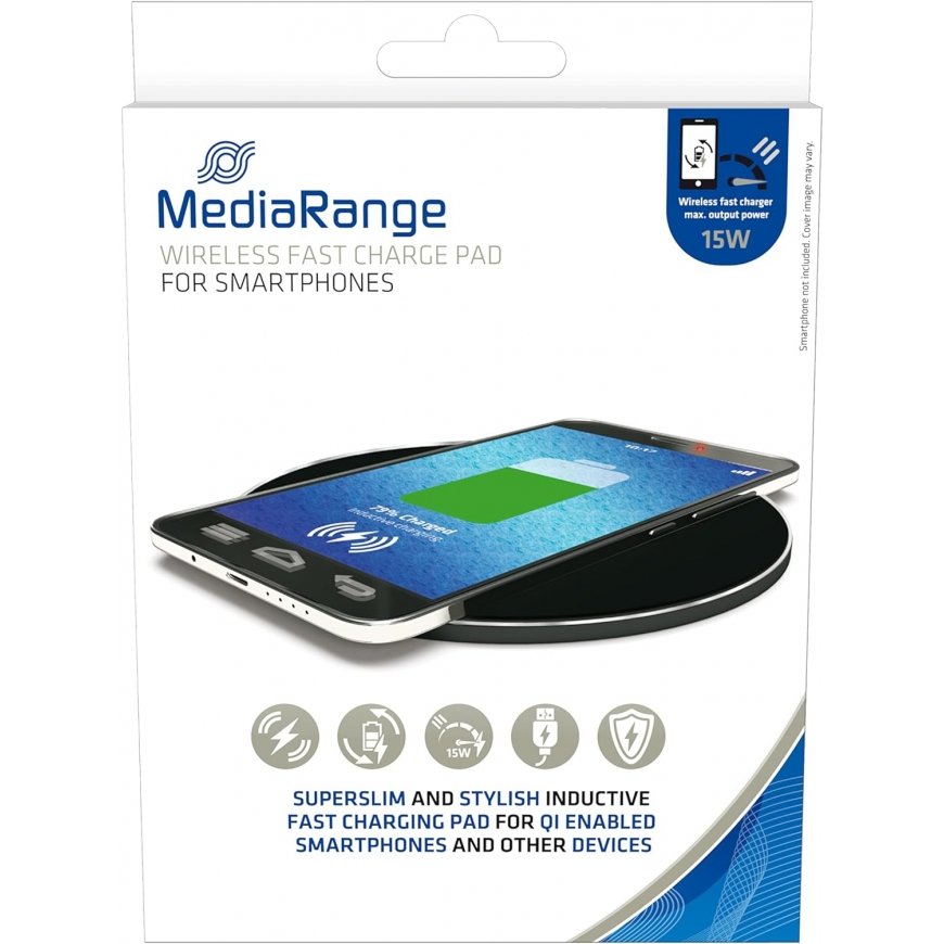 MediaRange MRMA118 mobile device charger Smartphone Black USB Wireless charging Fast charging Indoor