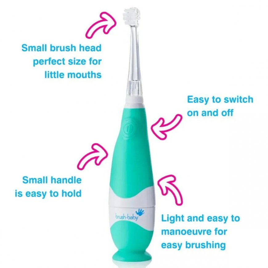 Brush-Baby BabySonic Vaikiškas „Sonic“ dantų šepetėlis Mėlyna, Balta – 2