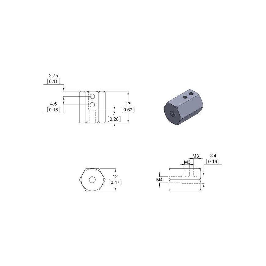 Pololu hexagonal wheel adapter 12mm/4mm - 2 pieces – 3