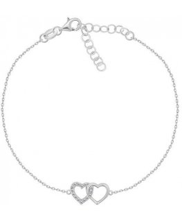Brilio Silver Brilio Silver Delicate hopeinen rannekoru Linkitetty sydämet BRC115W