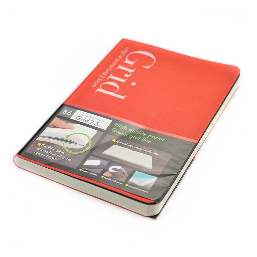 Nakabayashi Coltd Notebook "Logical Prime Grid" B6, 2.5 mm grids-red NB601-1 – 2