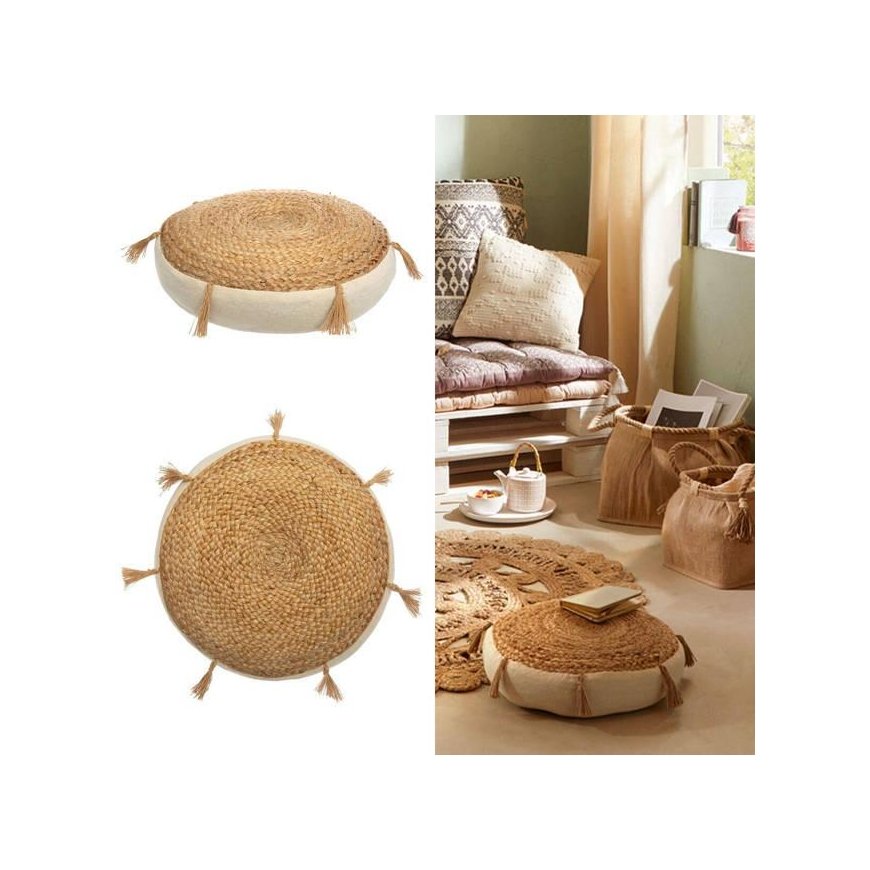 Atmosphera Floor cushion RITUAL, Ø 38 cm, jute