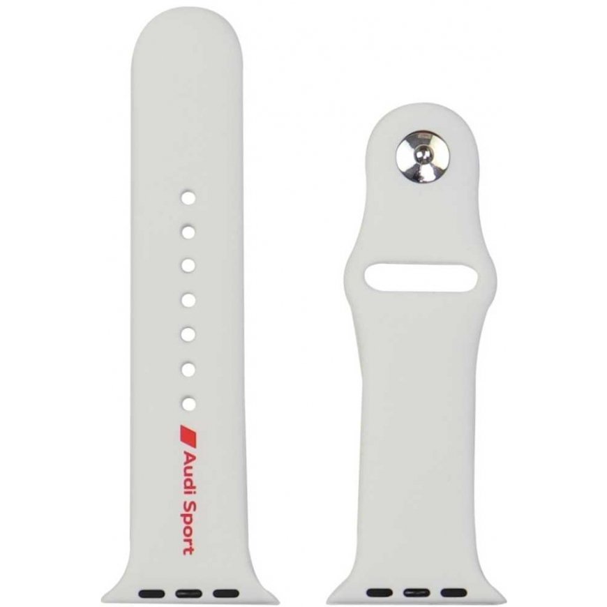 Audi Sport Red Logo Silicone Watch Strap for Apple Watch 44 / 45 / 46 / 49 mm - white