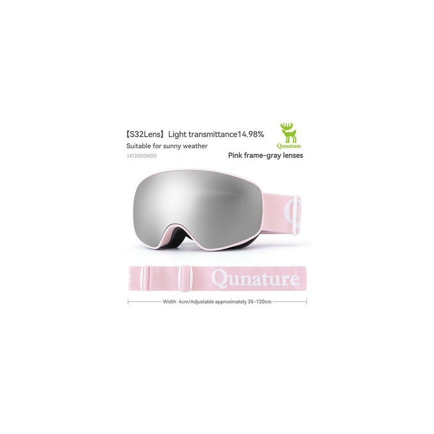 Qunature White Ski Goggles for Adults - White