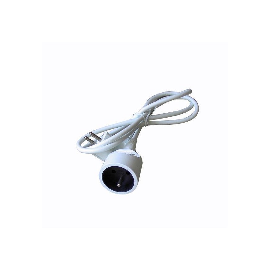 230V mains cable extension cord, CEE7 (plug) - socket, 5m, VDE approved, white