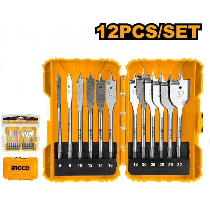 Drill Ingco AKDL1201 Flat wood drill bits, set of 12, O 6-32x152mm – 2