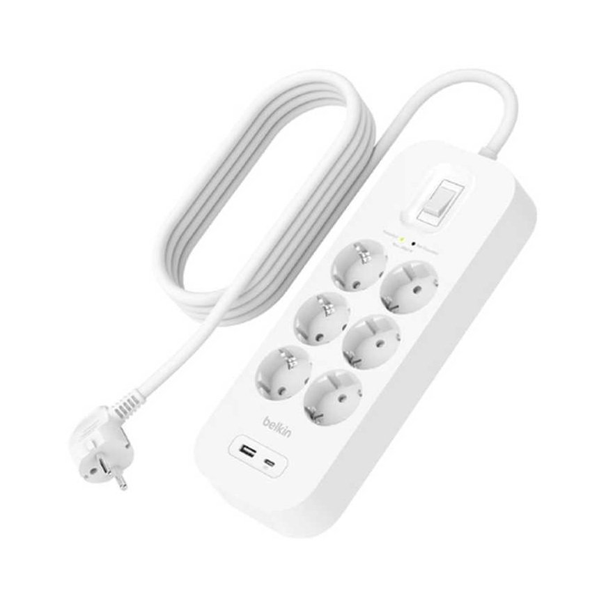Belkin Components Belkin Power Strip Surge Protection/6-Way 1xUSB-A+ 1xUSB-C 18W 2M